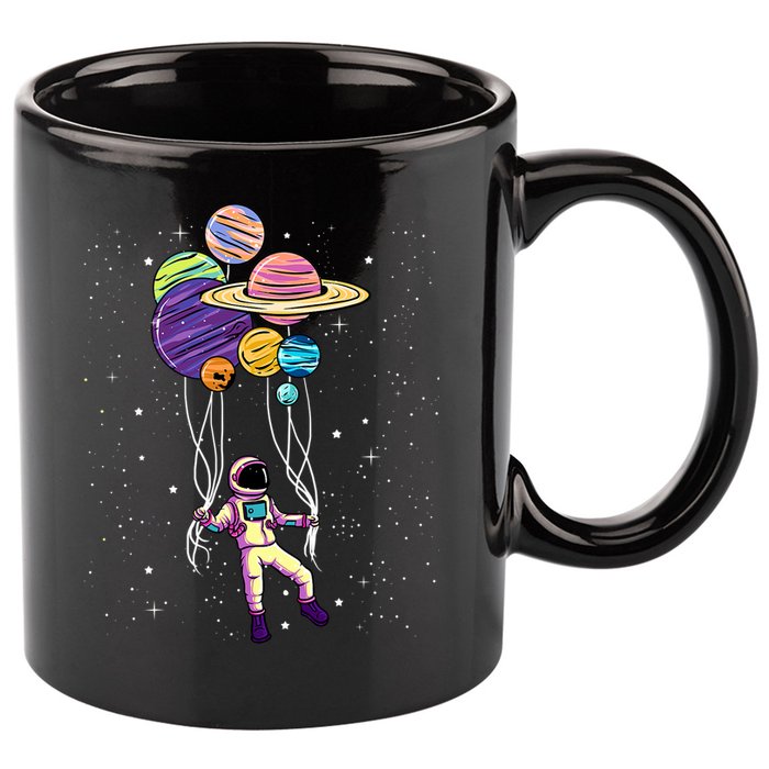 Astronaut Holding Planet Balloons STEM Kids 11oz C Handle Ceramic Mug