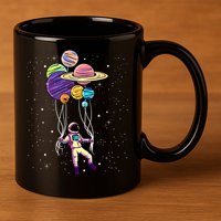 Astronaut Holding Planet Balloons STEM Kids 11oz C Handle Ceramic Mug