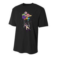 Astronaut Holding Planet Balloons STEM Kids Youth Performance Sprint T-Shirt