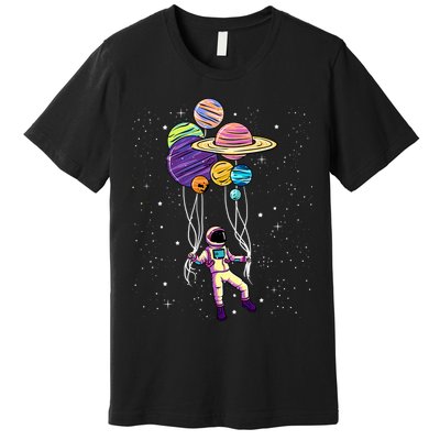 Astronaut Holding Planet Balloons STEM Kids Premium T-Shirt
