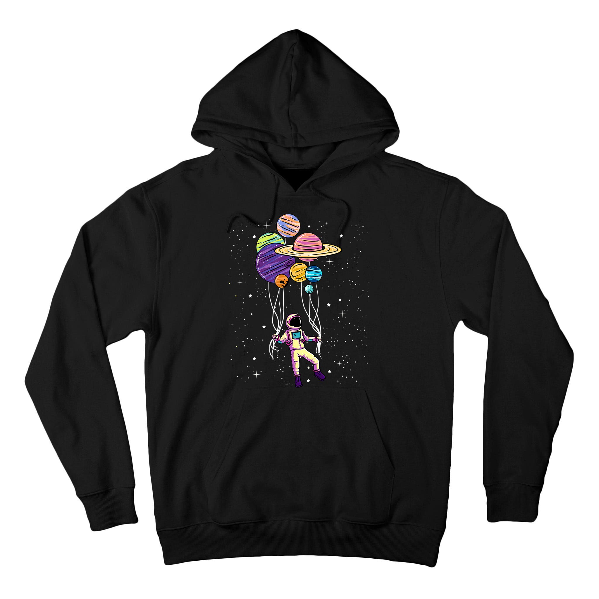 Astronaut Holding Planet Balloons STEM Kids Tall Hoodie