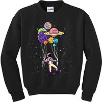 Astronaut Holding Planet Balloons STEM Kids Kids Sweatshirt