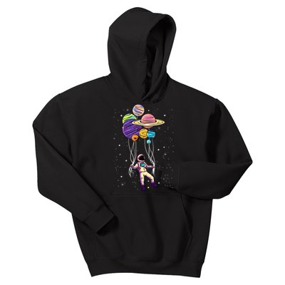 Astronaut Holding Planet Balloons STEM Kids Kids Hoodie