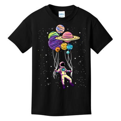 Astronaut Holding Planet Balloons STEM Kids Kids T-Shirt