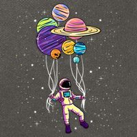 Astronaut Holding Planet Balloons STEM Kids Cotton Canvas Backpack