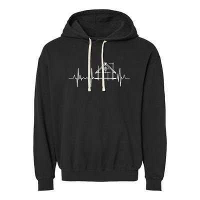 Architect Heartbeat Pulse Line Architecture Garment-Dyed Fleece Hoodie