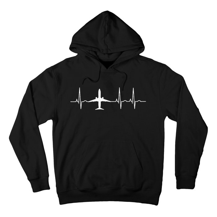 Airplane Heartbeat Pilot Flying Cool Aviator Hoodie