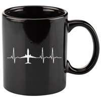 Airplane Heartbeat Pilot Flying Cool Aviator 11oz C Handle Ceramic Mug