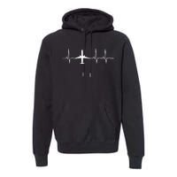 Airplane Heartbeat Pilot Flying Cool Aviator Premium Hoodie