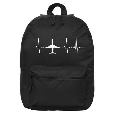 Airplane Heartbeat Pilot Flying Cool Aviator 16 in Basic Backpack