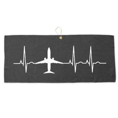 Airplane Heartbeat Pilot Flying Cool Aviator Large Microfiber Waffle Golf Towel