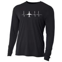 Airplane Heartbeat Pilot Flying Cool Aviator Cooling Performance Long Sleeve Crew