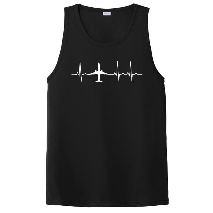 Airplane Heartbeat Pilot Flying Cool Aviator PosiCharge Competitor Tank