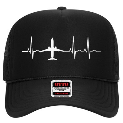 Airplane Heartbeat Pilot Flying Cool Aviator Trucker Hat