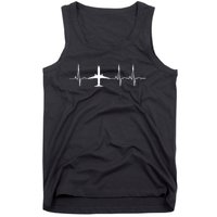 Airplane Heartbeat Pilot Flying Cool Aviator Tank Top