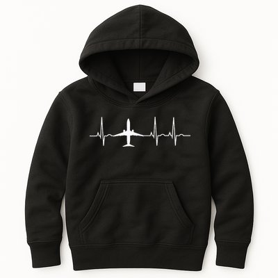 Airplane Heartbeat Pilot Flying Cool Aviator Kids Hoodie