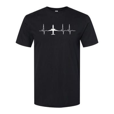 Airplane Heartbeat Pilot Flying Cool Aviator Softstyle CVC T-Shirt