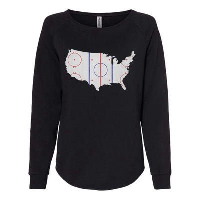 American Hockey Pride USA Map Hockey Player Womens California Wash Sweatshirt