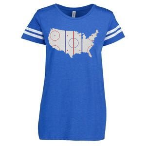 American Hockey Pride USA Map Hockey Player Enza Ladies Jersey Football T-Shirt