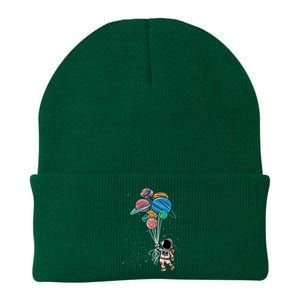 Astronaut Holding Planet Balloons Astronaut Space Spaceman Moon Mars Knit Cap Winter Beanie