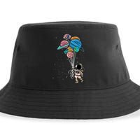 Astronaut Holding Planet Balloons Astronaut Space Spaceman Moon Mars Sustainable Bucket Hat