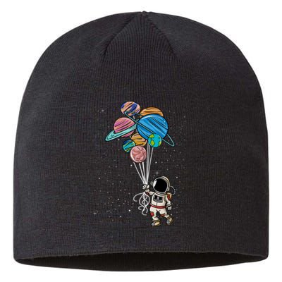 Astronaut Holding Planet Balloons Astronaut Space Spaceman Moon Mars Sustainable Beanie