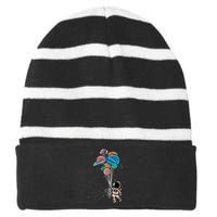 Astronaut Holding Planet Balloons Astronaut Space Spaceman Moon Mars Striped Beanie with Solid Band