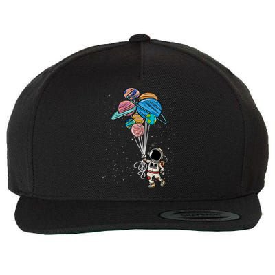 Astronaut Holding Planet Balloons Astronaut Space Spaceman Moon Mars Wool Snapback Cap