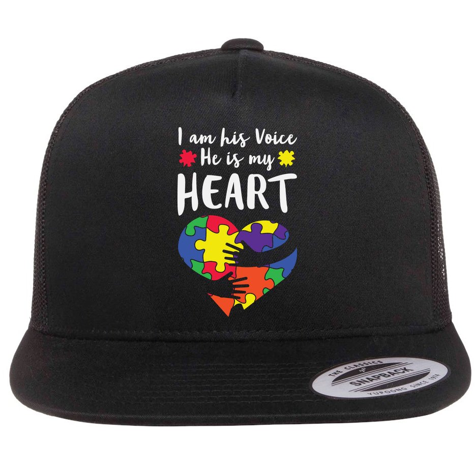Autism Heart Puzzle Peace Gift For Autism Awareness Flat Bill Trucker Hat