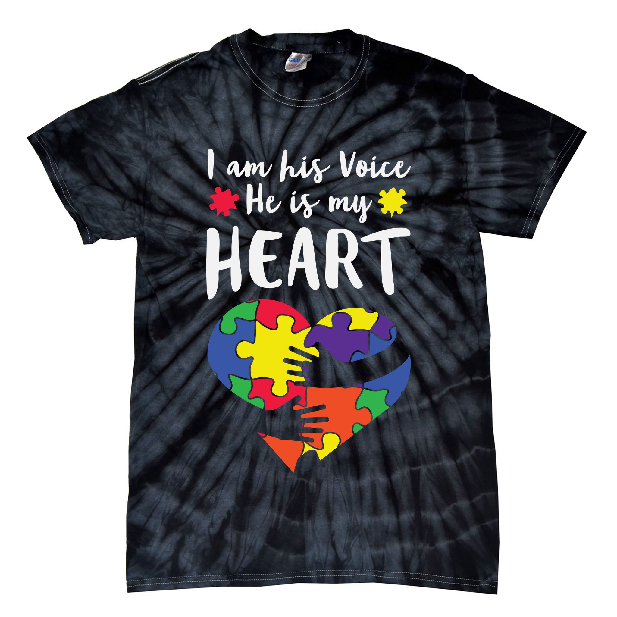 Autism Heart Puzzle Peace Gift For Autism Awareness Tie-Dye T-Shirt