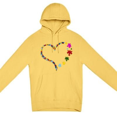 Autism Heart Puzzle Piece Premium Pullover Hoodie