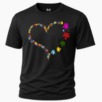 Autism Heart Puzzle Piece Cooling Performance Crew T-Shirt