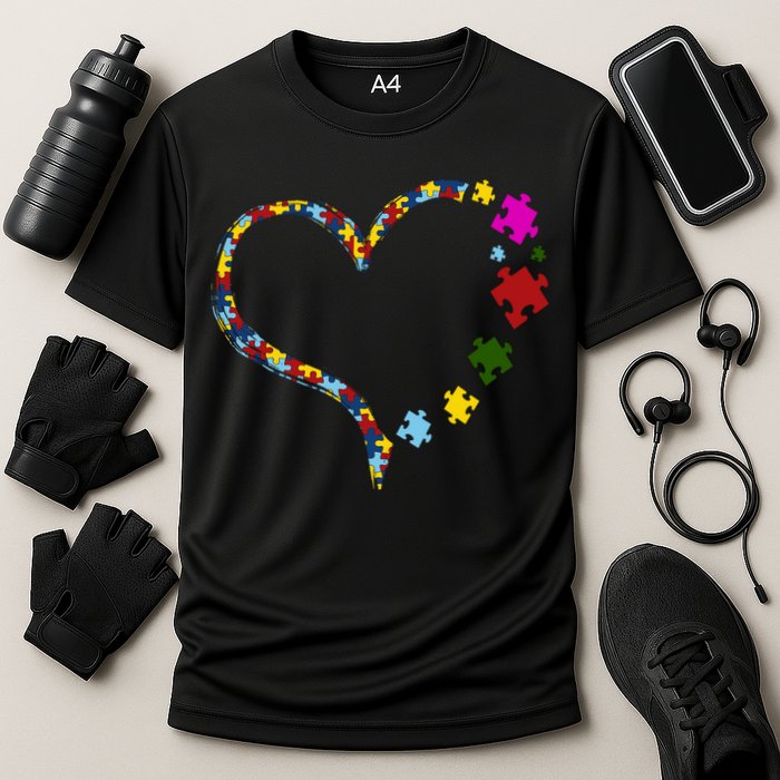 Autism Heart Puzzle Piece Cooling Performance Crew T-Shirt