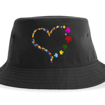 Autism Heart Puzzle Piece Sustainable Bucket Hat