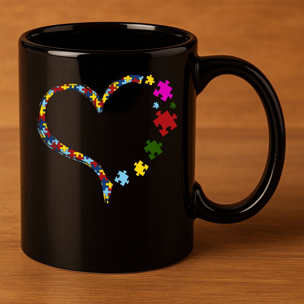 Autism Heart Puzzle Piece 11oz C Handle Ceramic Mug
