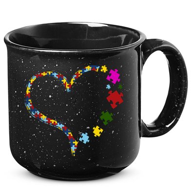 Autism Heart Puzzle Piece 15oz Campfire Ceramic Mug