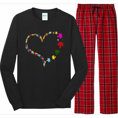 Autism Heart Puzzle Piece Long Sleeve Pajama Set