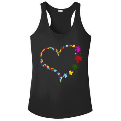 Autism Heart Puzzle Piece Ladies PosiCharge Competitor Racerback Tank