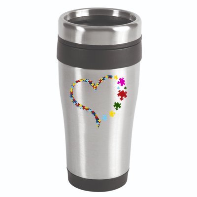 Autism Heart Puzzle Piece 16oz Travel Tumbler
