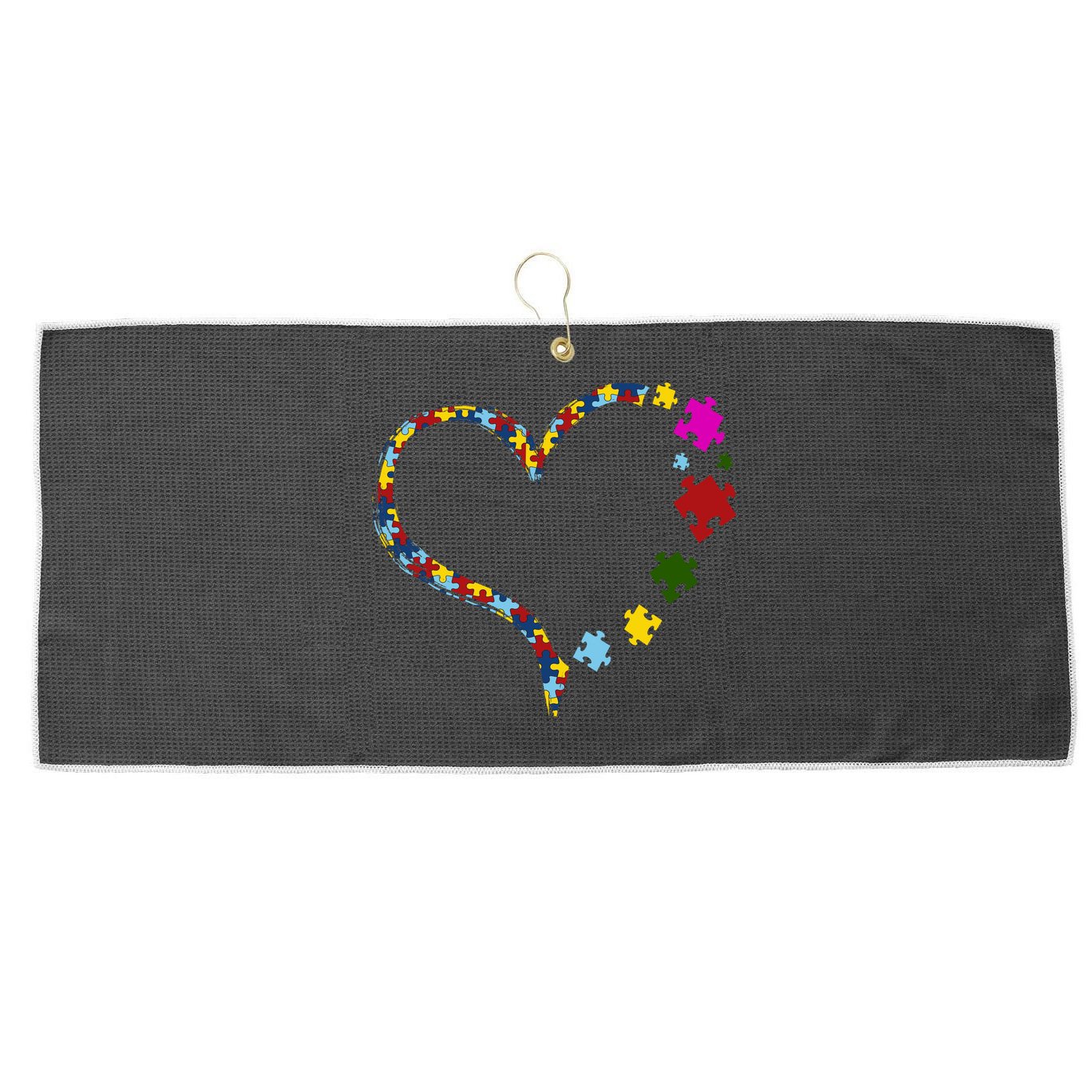 Autism Heart Puzzle Piece Large Microfiber Waffle Golf Towel
