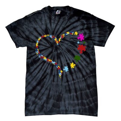 Autism Heart Puzzle Piece Tie-Dye T-Shirt
