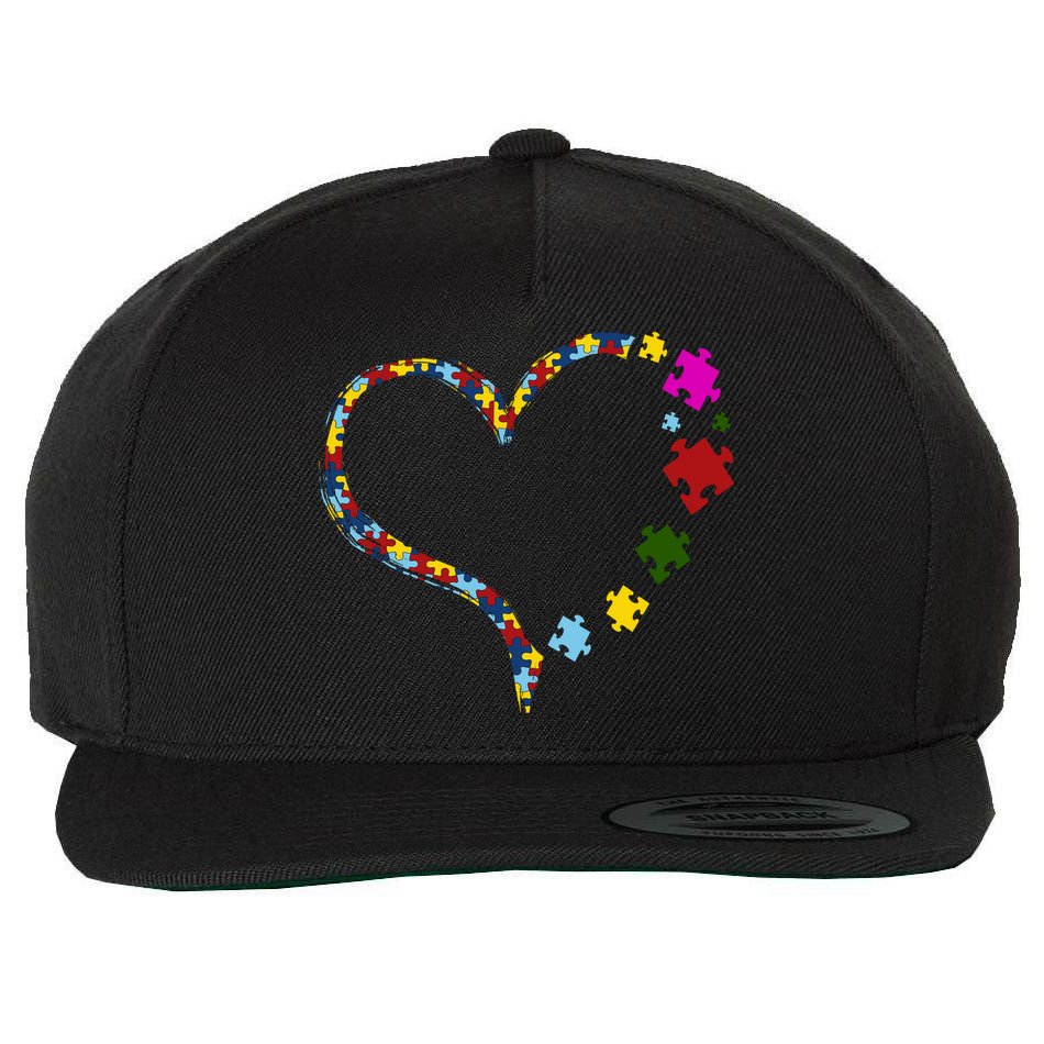 Autism Heart Puzzle Piece Wool Snapback Cap
