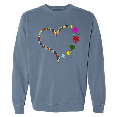 Autism Heart Puzzle Piece Garment-Dyed Sweatshirt