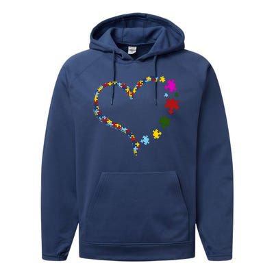 Autism Heart Puzzle Piece Performance Fleece Hoodie