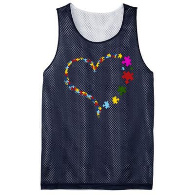 Autism Heart Puzzle Piece Mesh Reversible Basketball Jersey Tank