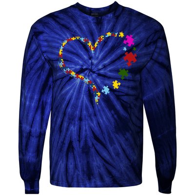 Autism Heart Puzzle Piece Tie-Dye Long Sleeve Shirt