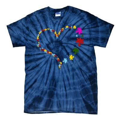 Autism Heart Puzzle Piece Tie-Dye T-Shirt