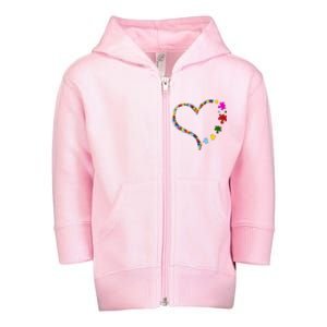 Autism Heart Puzzle Piece Toddler Zip Fleece Hoodie