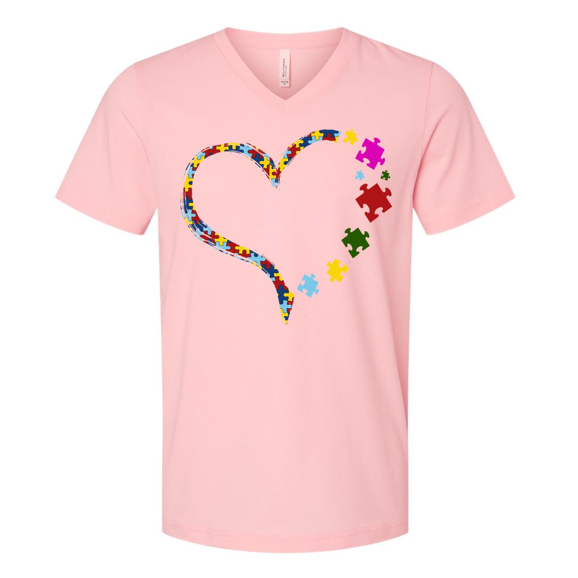 Autism Heart Puzzle Piece V-Neck T-Shirt