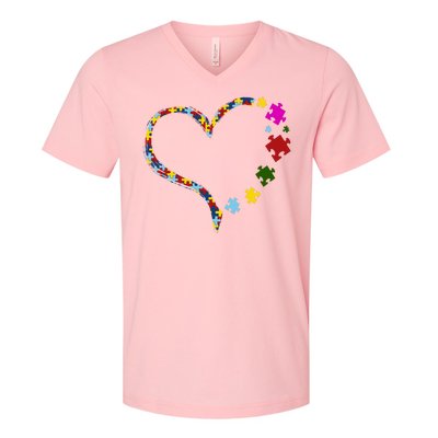 Autism Heart Puzzle Piece V-Neck T-Shirt